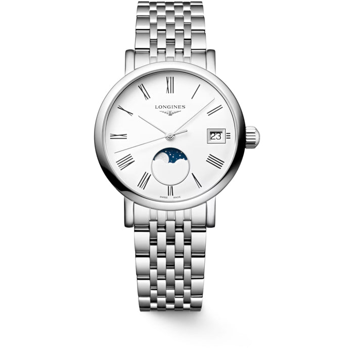 Longines L4.330.4.11.6 Elegant Collection Moonphase White Dial on Bracelet
