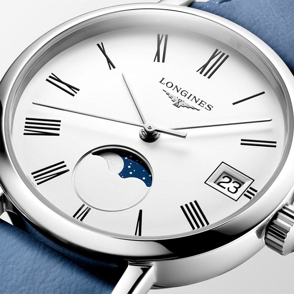 Longines L4.330.4.11.2 Elegant Collection Moonphase White Dial on Strap