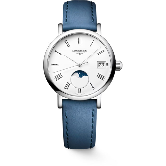 Longines L4.330.4.11.2 Elegant Collection Moonphase White Dial on Strap