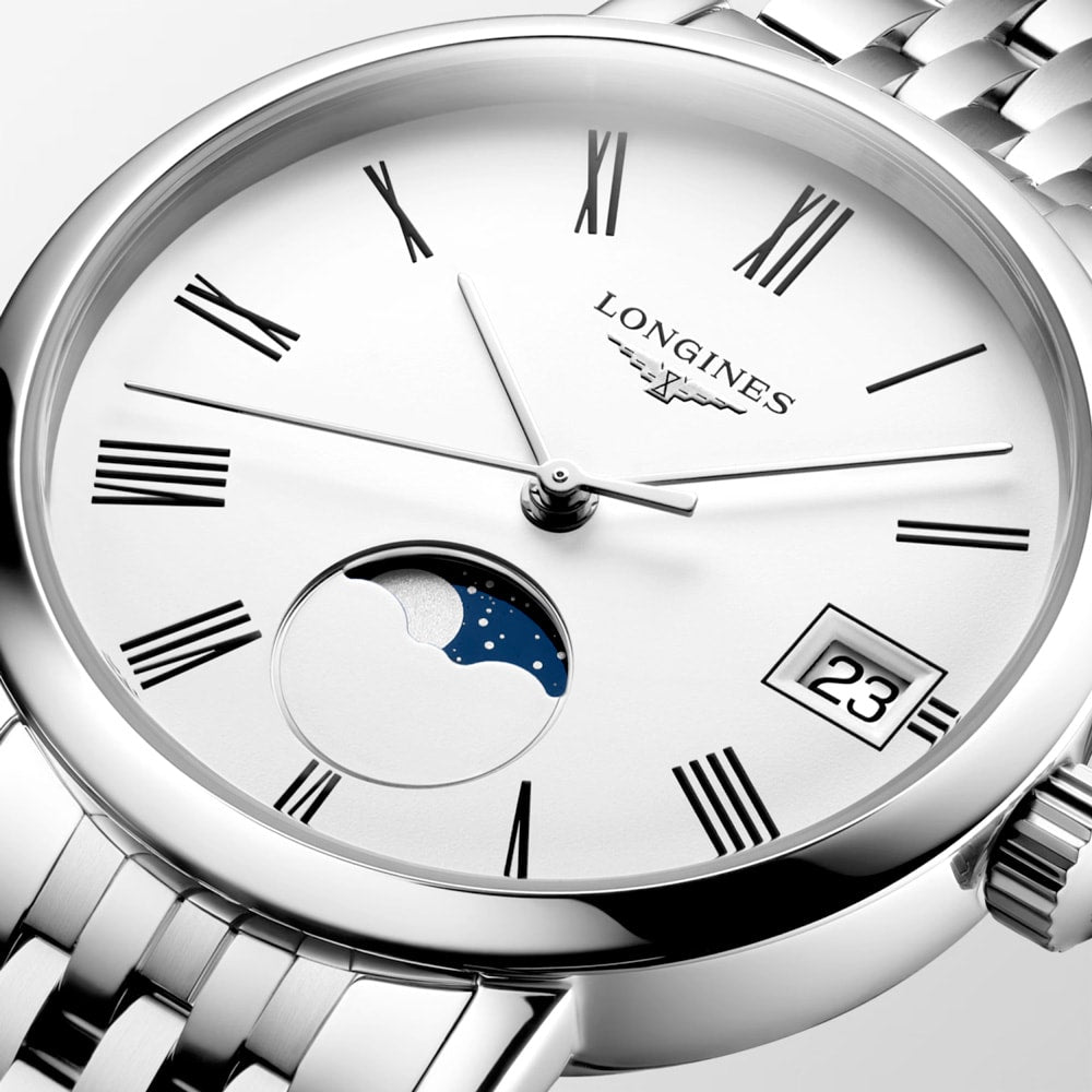 Longines L4.330.4.11.6 Elegant Collection Moonphase White Dial on Bracelet