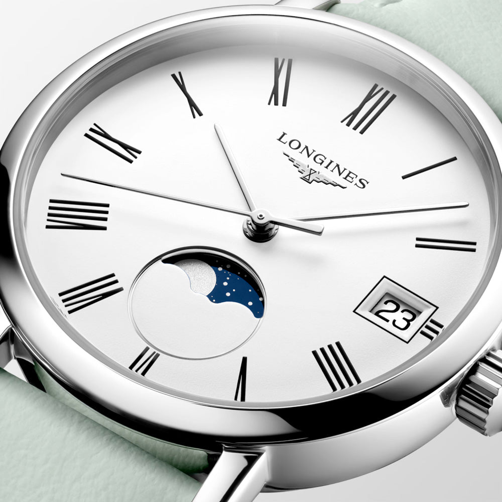 Longines L4.330.4.11.0 Elegant Collection Moonphase White Dial on Strap