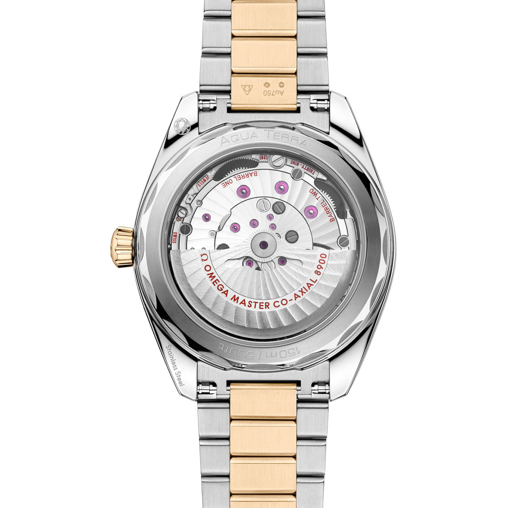 Omega 220.20.41.21.01.001 Seamaster Aqua Terra 150M Steel and Moonshine Gold on Bracelet