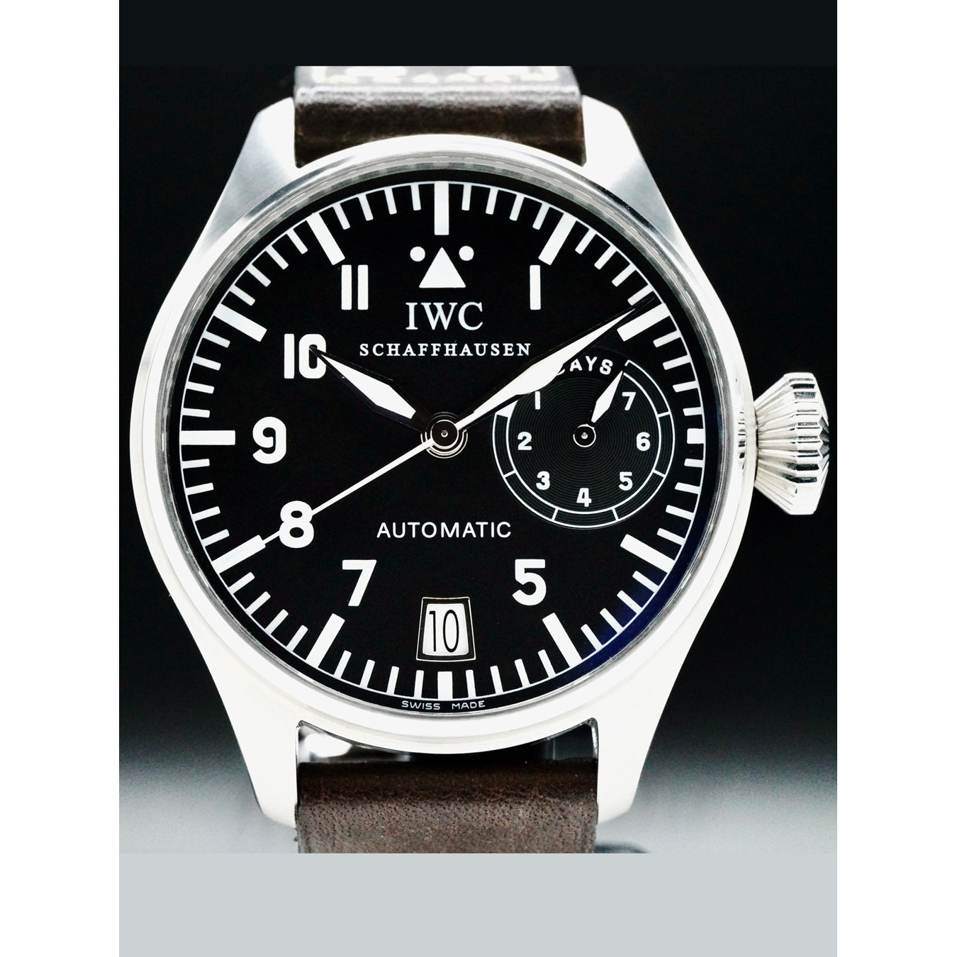 IWC IW500201 Big Pilot 46mm Big Pilot 7 Day Slow Beat Movement Stainless Steel Black Dial