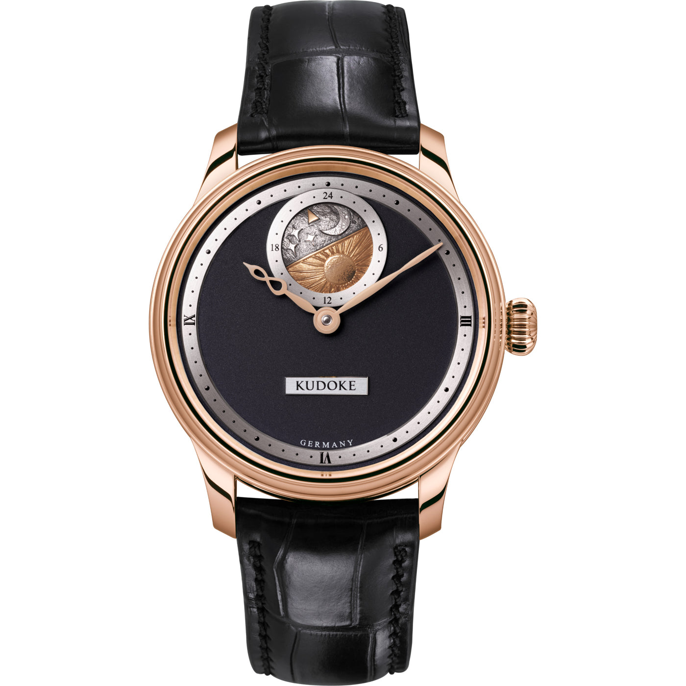 Kudoke 2 Black Dial Rose Gold