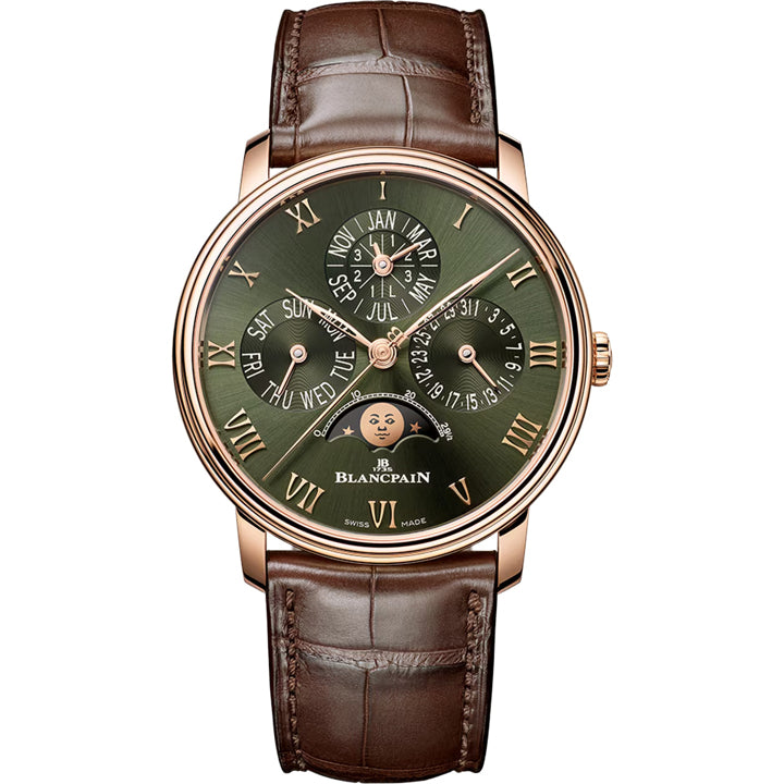 Blancpain Villeret Quantième Perpétuel Green Dial on Strap