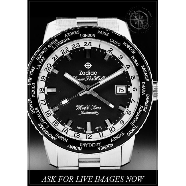 Zodiac ZO9409 Super Sea Wolf World Time GMT Black