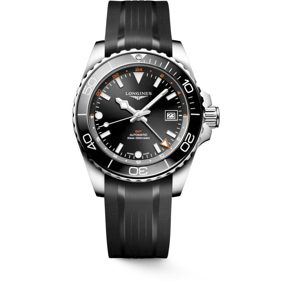 Longines Hydroconquest L3.790.4.56.9 GMT Black Dial on Strap