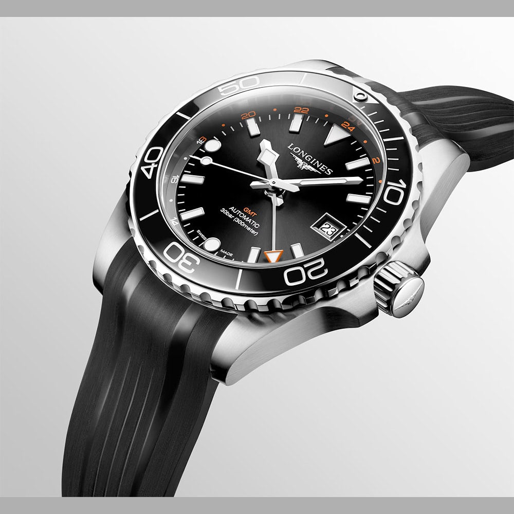 Longines Hydroconquest L3.790.4.56.9 GMT Black Dial on Strap