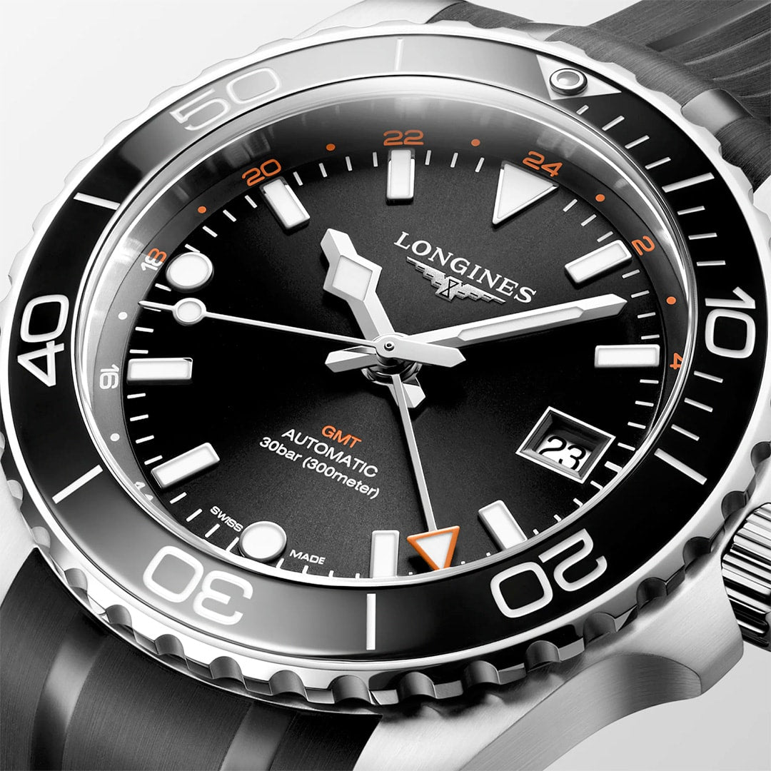 Longines Hydroconquest L3.790.4.56.9 GMT Black Dial on Strap