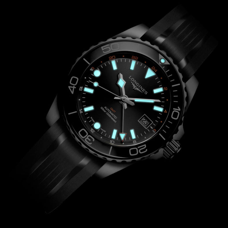 Longines Hydroconquest L3.790.4.56.9 GMT Black Dial on Strap