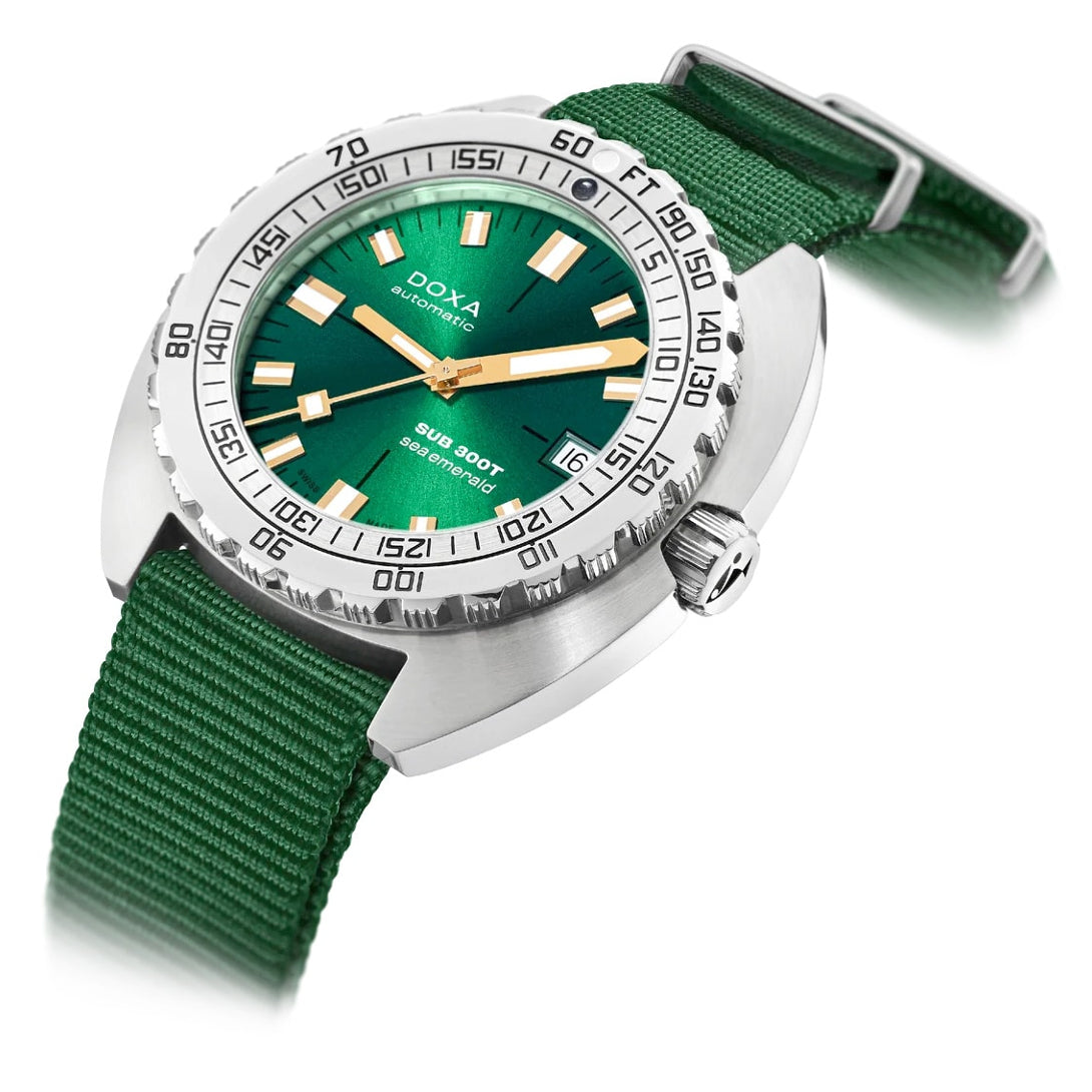 DOXA Sub 300T Sea Emerald 840.10.131.26-N on NATO Strap