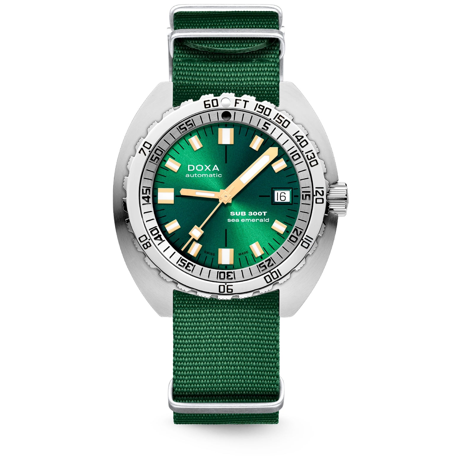 DOXA Sub 300T Sea Emerald 840.10.131.26-N on NATO Strap