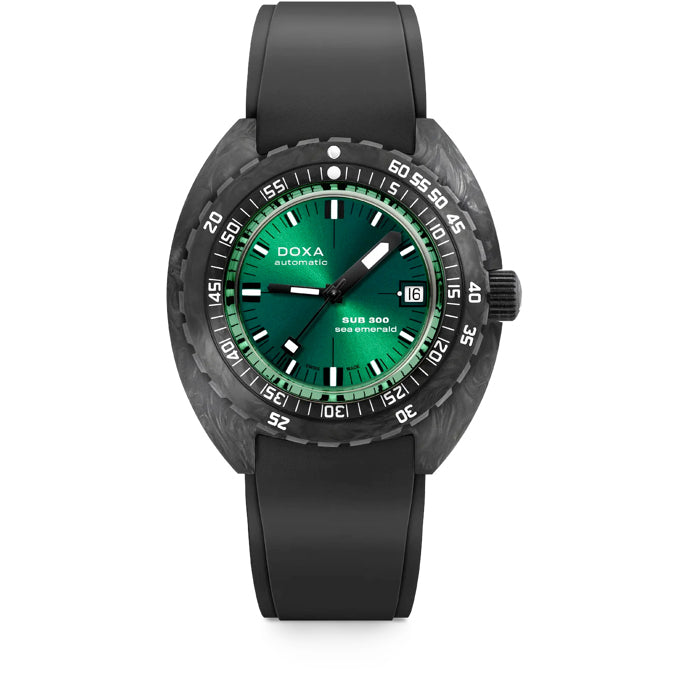 DOXA Sub 300 Carbon Sea Emerald 822.70.131.20 on Rubber Strap