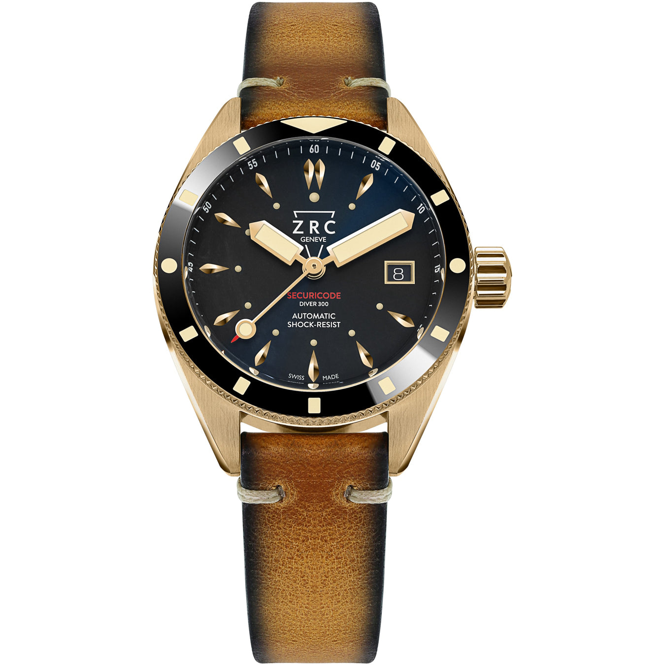 ZRC SC39463 Securicode Diver300 on Leather Strap - Exquisite