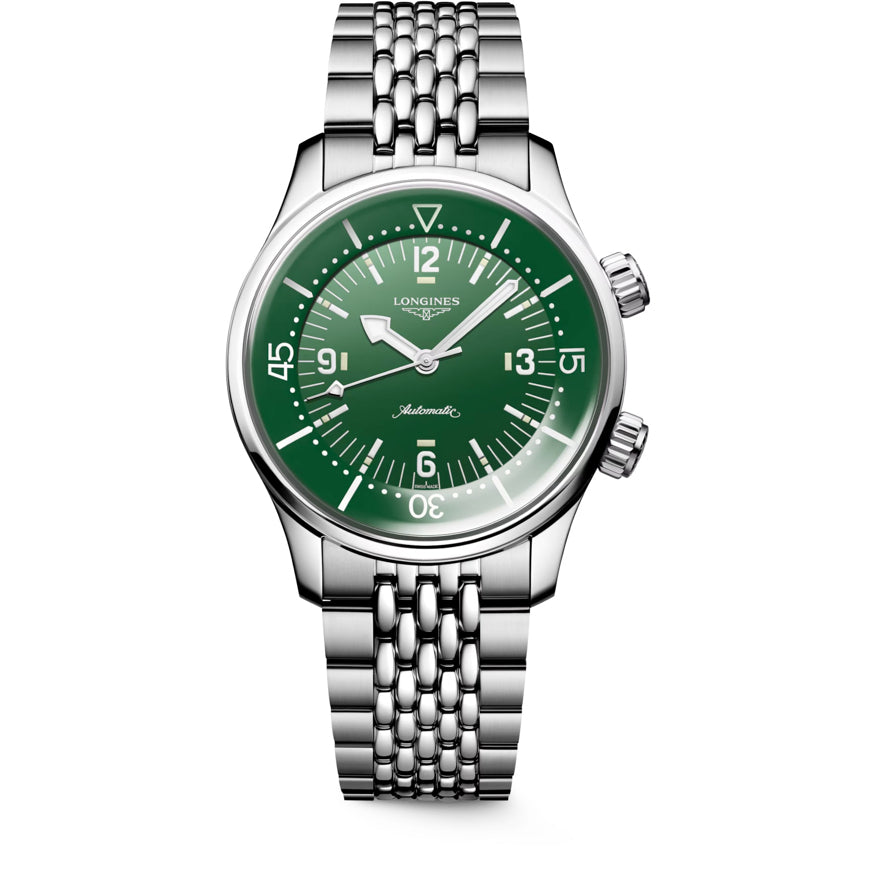 Longines L3.764.4.06.6 Legend Diver Green Dial on Bracelet