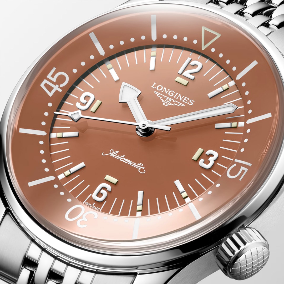 Longines L3.764.4.96.6 Legend Diver Terracotta Dial on Bracelet