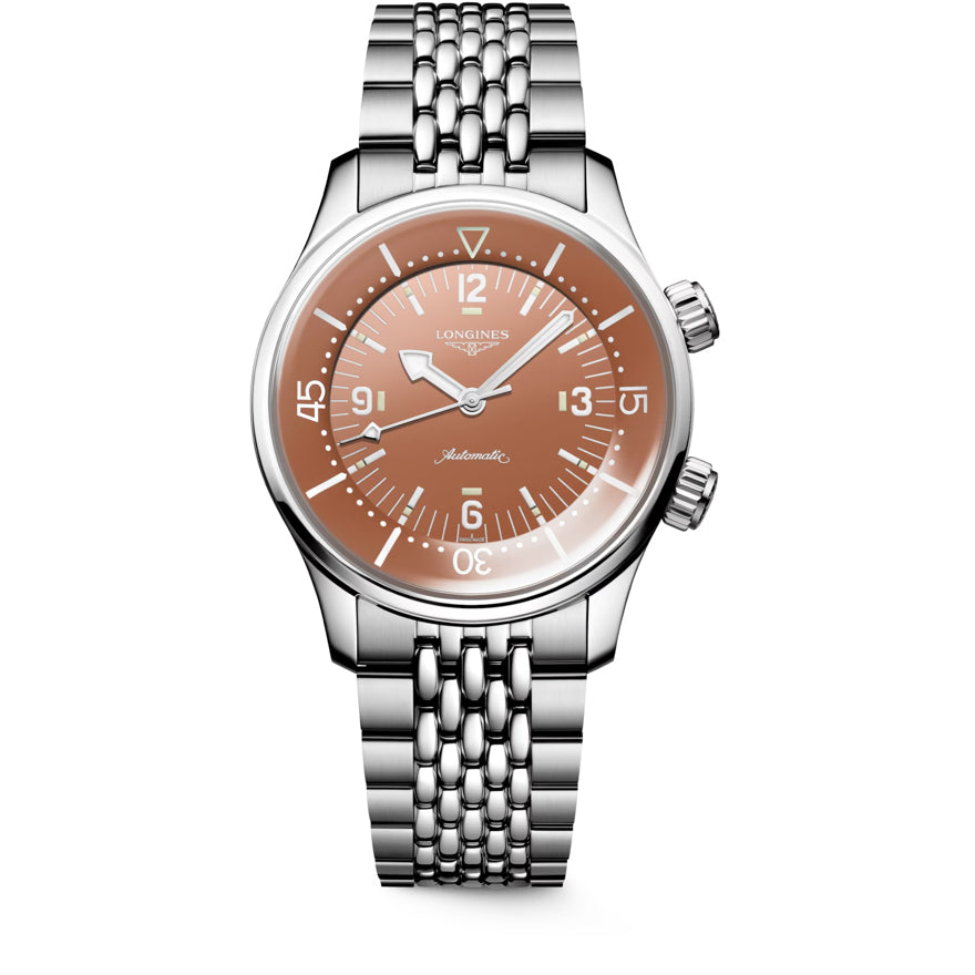 Longines L3.764.4.96.6 Legend Diver Terracotta Dial on Bracelet