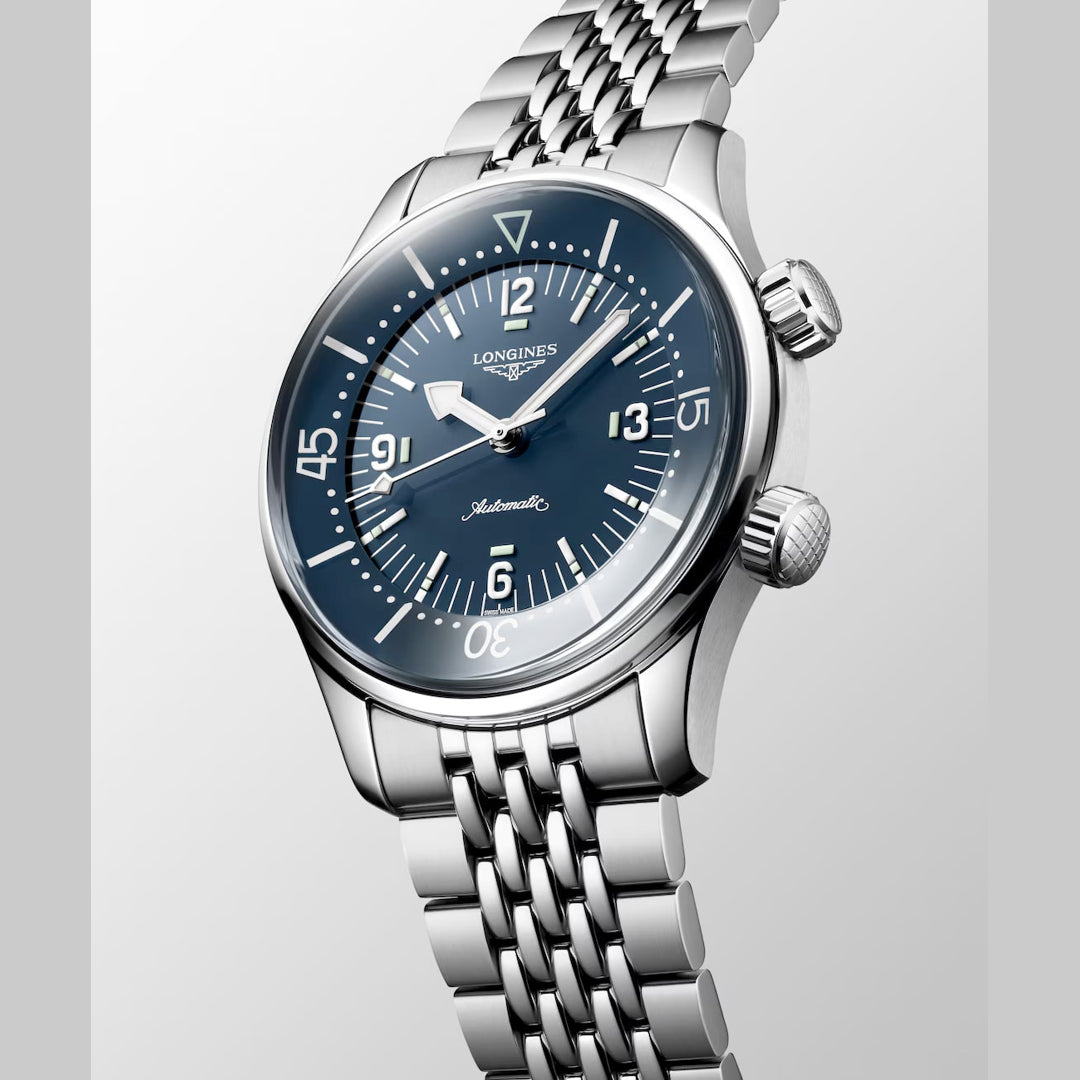 Longines L3.764.4.90.7 Legend Diver Blue Dial on Bracelet