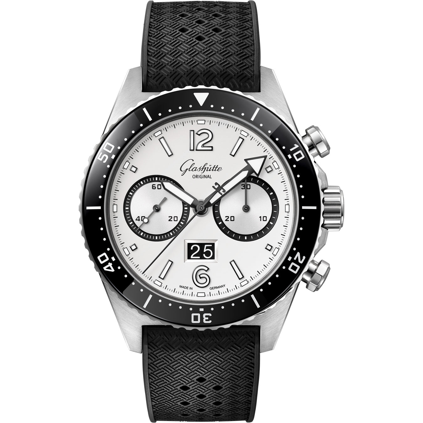 Glashütte Original SeaQ Chronograph "Panda" on Black Rubber Strap 1-37-23-03-80-33