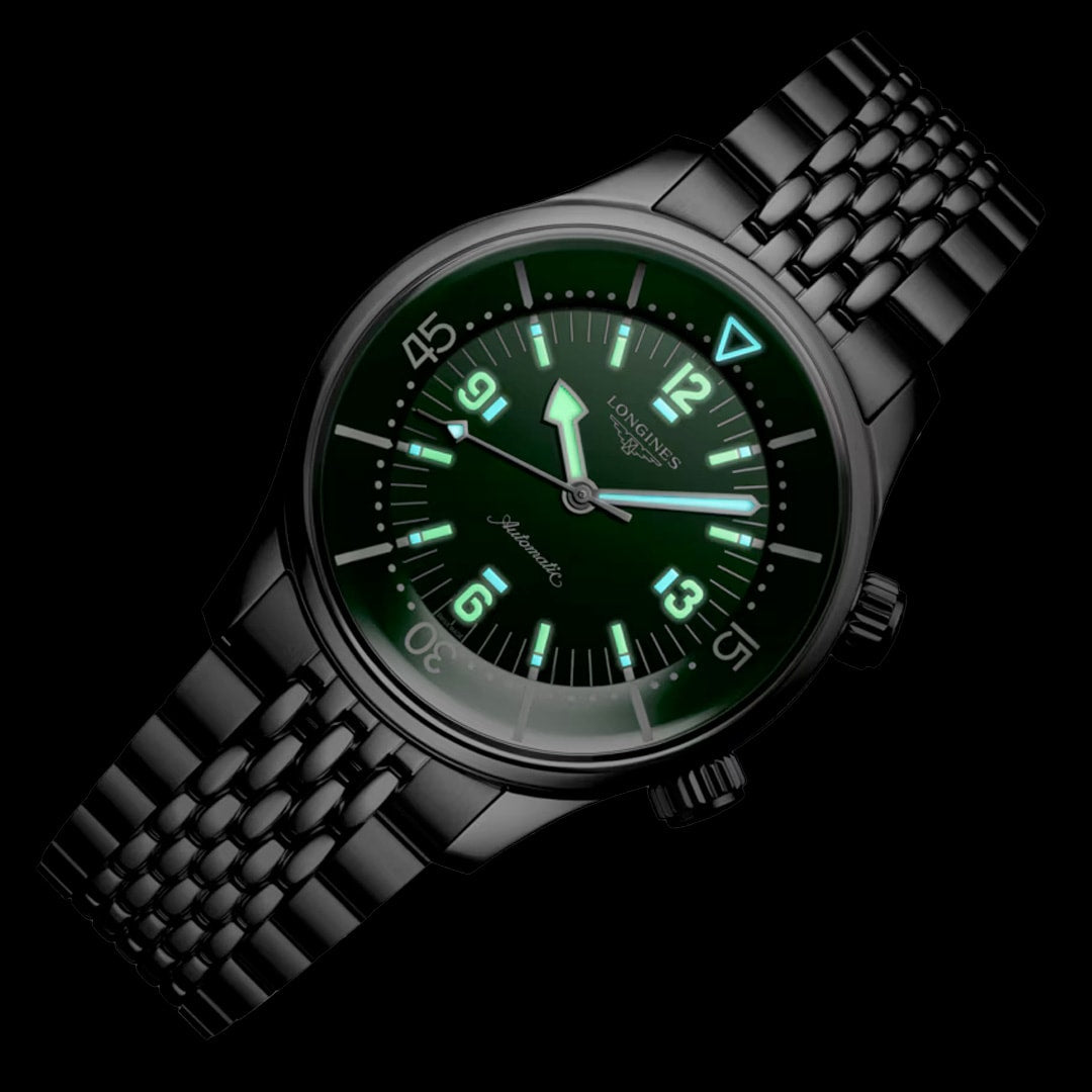 Longines L3.764.4.06.6 Legend Diver Green Dial on Bracelet