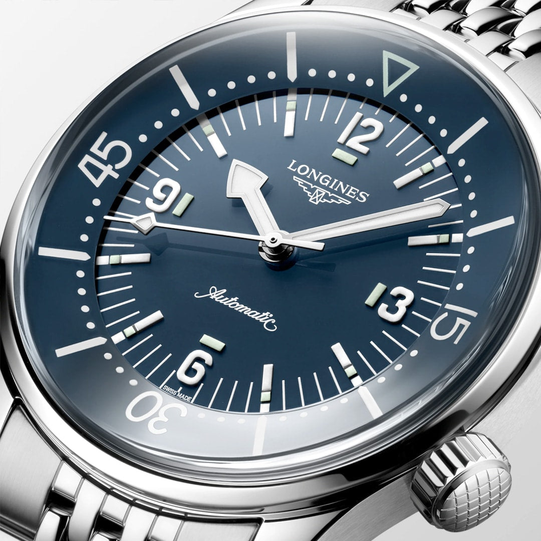 Longines L3.764.4.90.7 Legend Diver Blue Dial on Bracelet
