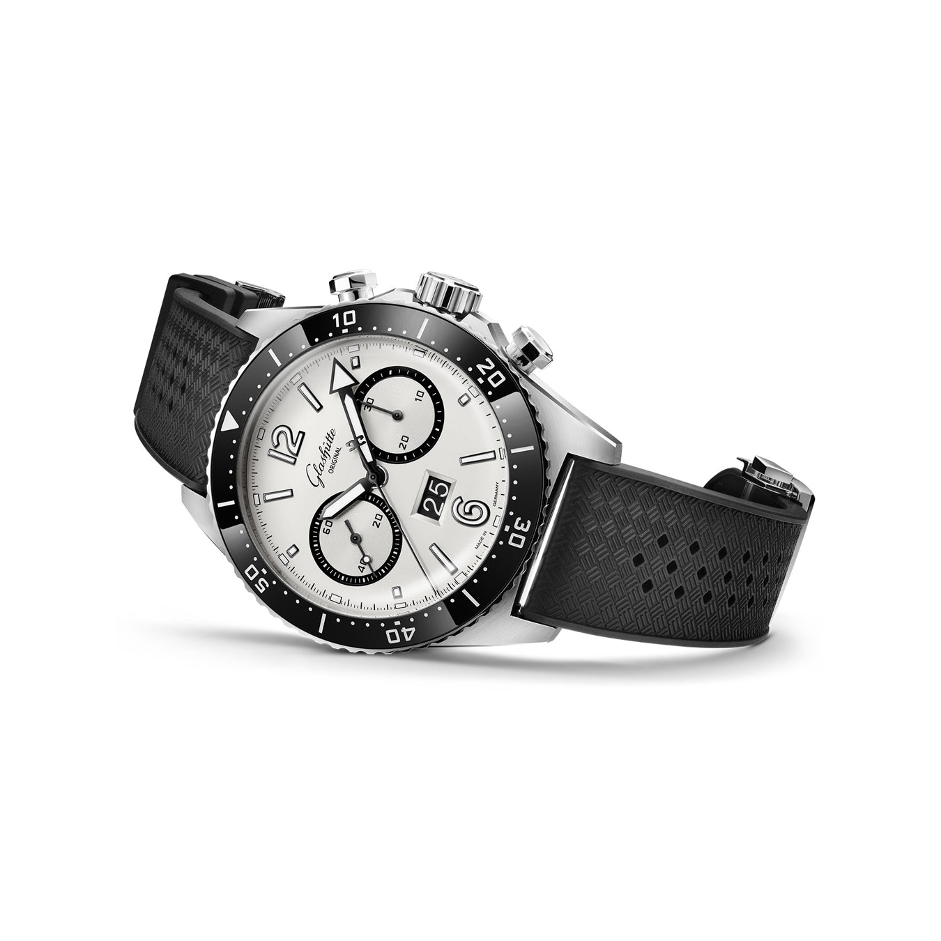 Glashütte Original SeaQ Chronograph "Panda" on Black Rubber Strap 1-37-23-03-80-06