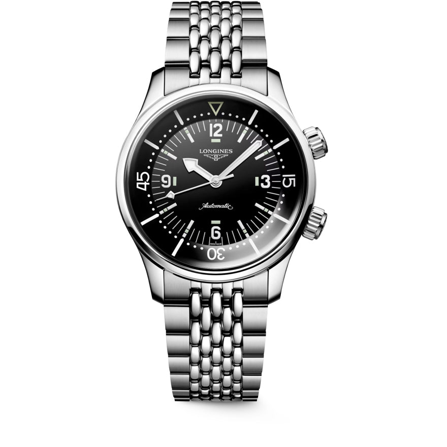 Longines L3.764.4.50.7 Legend Diver Black Dial on Bracelet