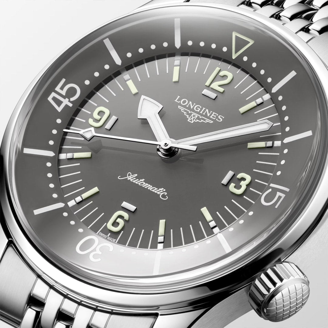 Longines L3.764.4.99.6 Legend Diver Grey Dial on Bracelet