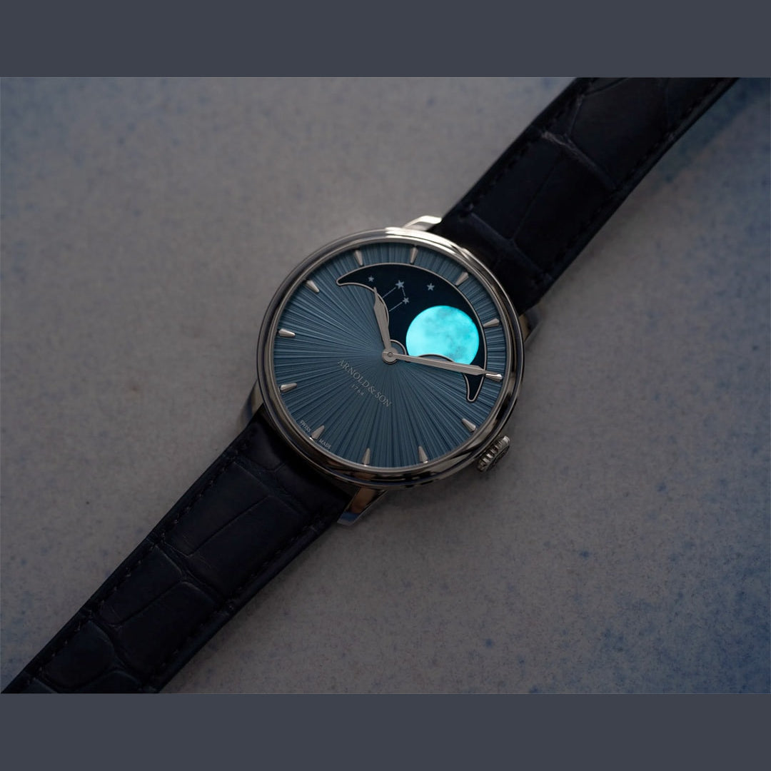Arnold & Son 1GLBX.U01A.C200X Perpetual Moon 41.5 Platinum Blue Stellar Rays