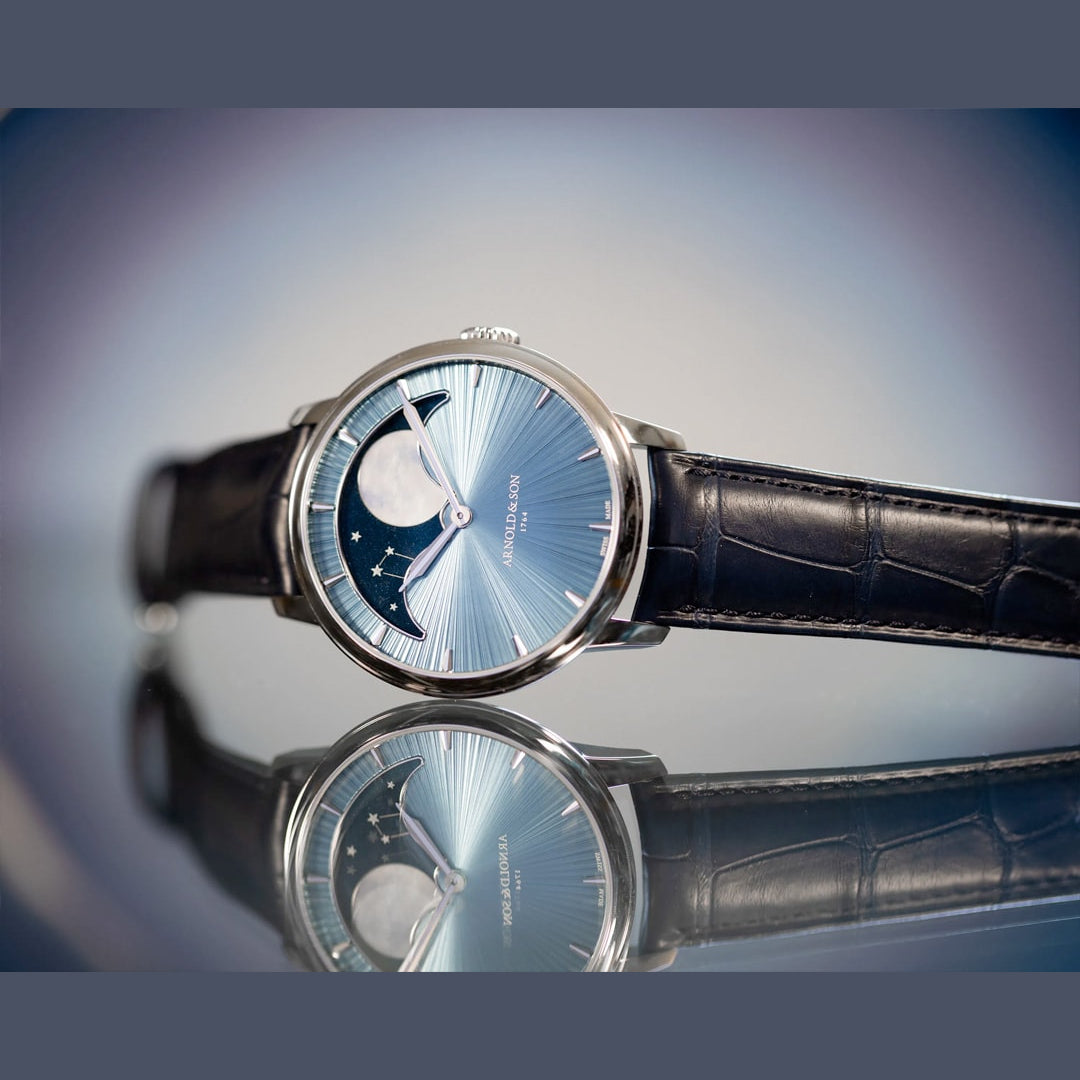 Arnold & Son 1GLBX.U01A.C200X Perpetual Moon 41.5 Platinum Blue Stellar Rays
