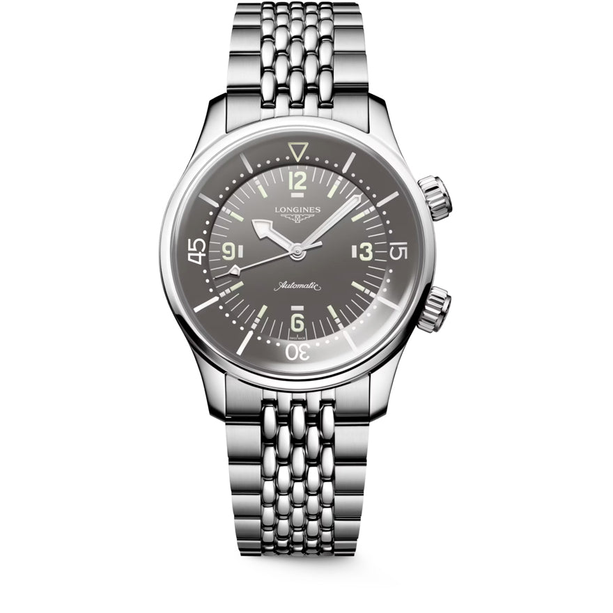 Longines L3.764.4.99.6 Legend Diver Grey Dial on Bracelet