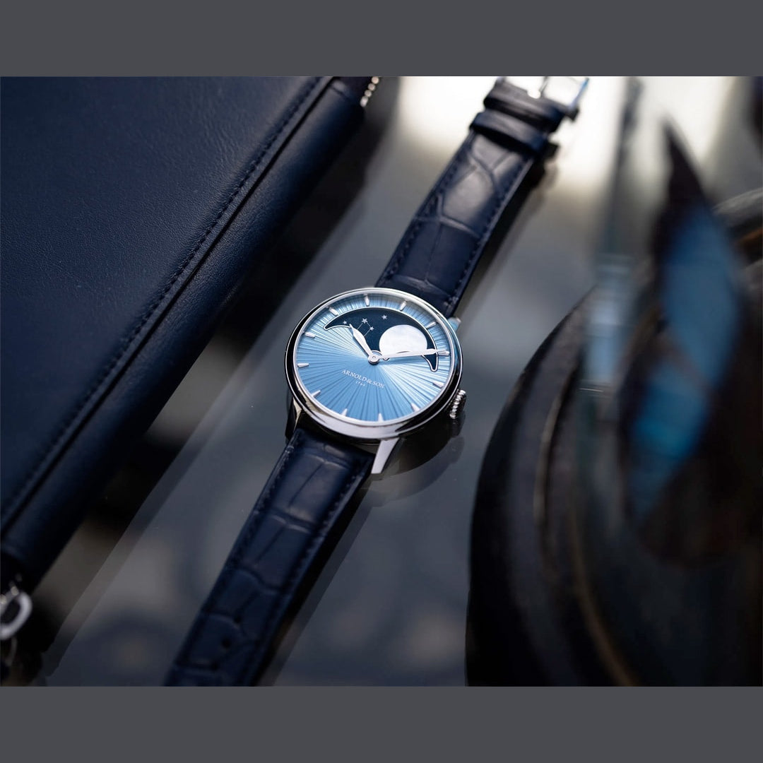 Arnold & Son 1GLBX.U01A.C200X Perpetual Moon 41.5 Platinum Blue Stellar Rays