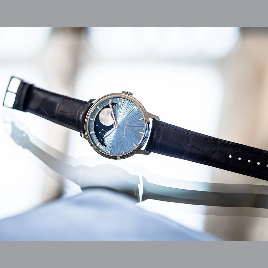 Arnold & Son 1GLBX.U01A.C200X Perpetual Moon 41.5 Platinum Blue Stellar Rays