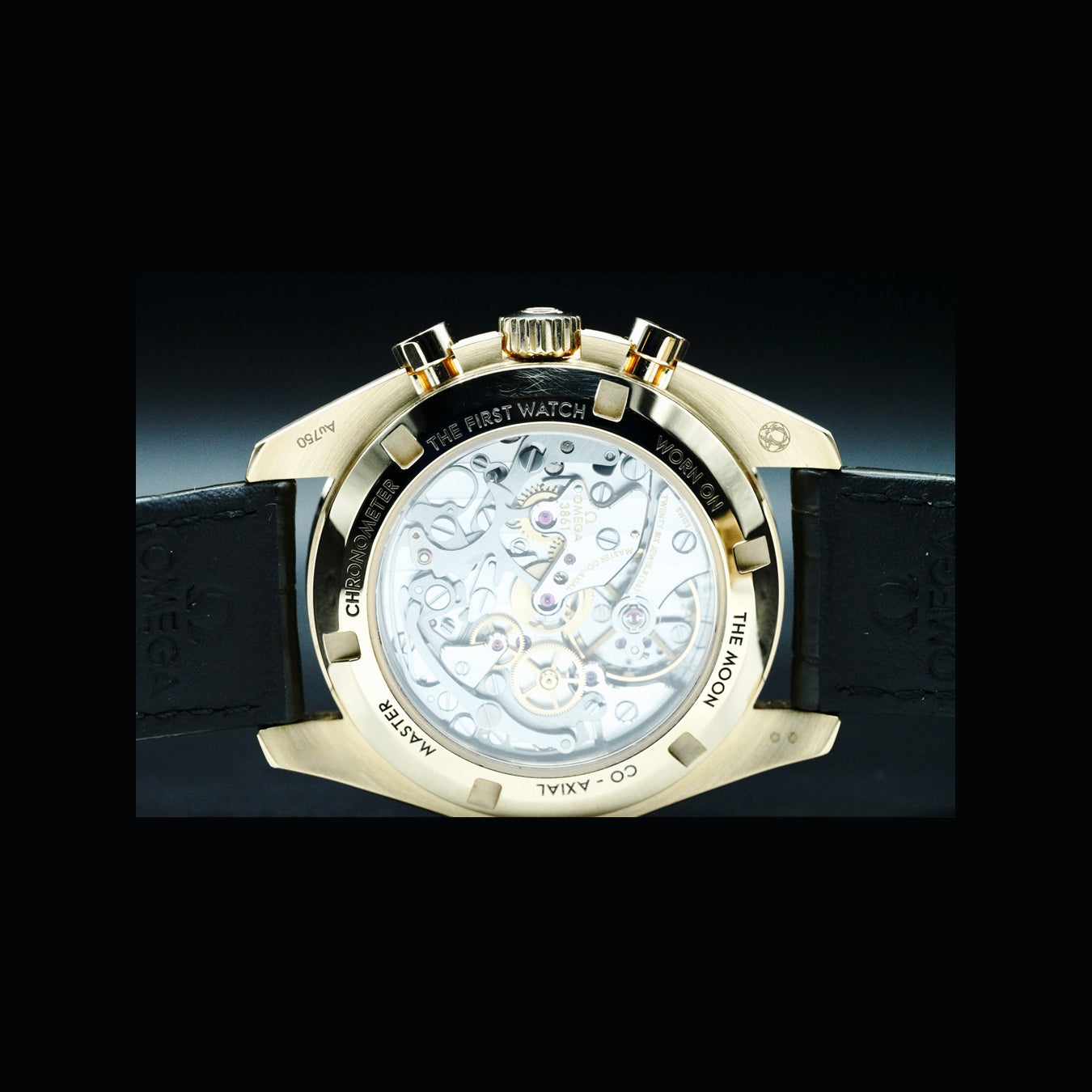 Omega 310.63.42.50.10.001 Speedmaster Moonwatch Professional Master Chronometer Moonshine Gold Green Dial on Strap