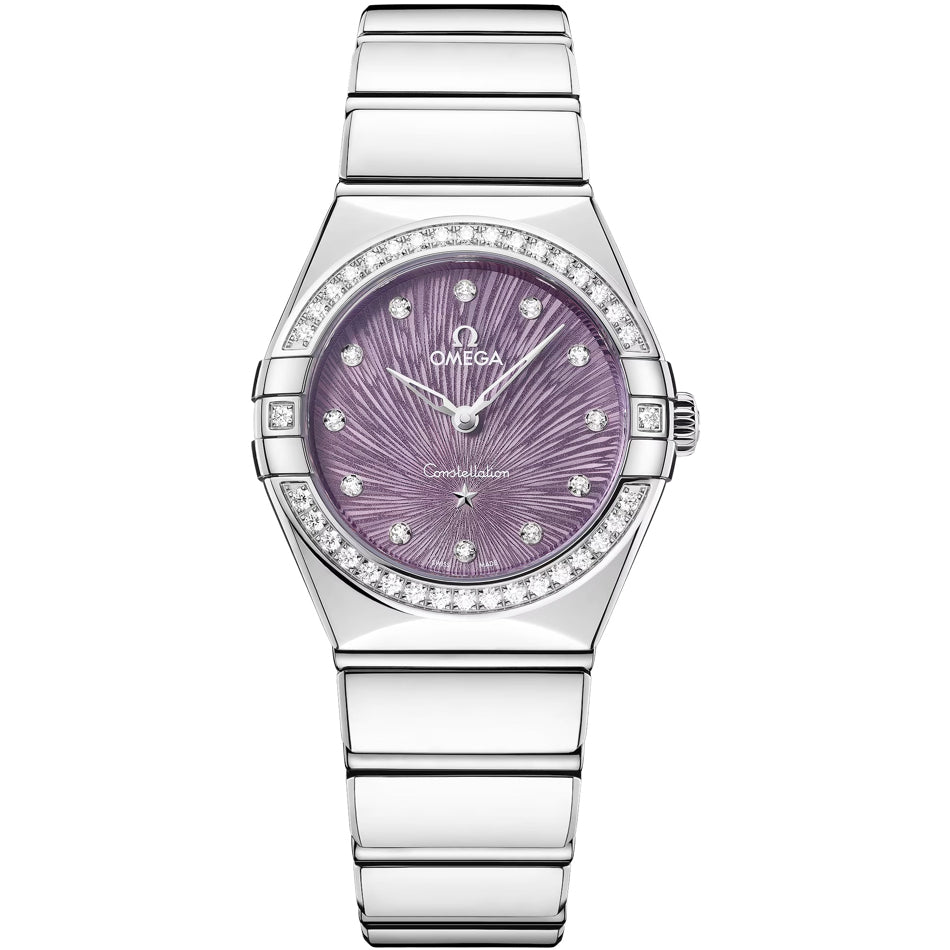 Omega 131.15.28.60.60.001 Constellation Purple Dial Steel and Diamonds 28mm