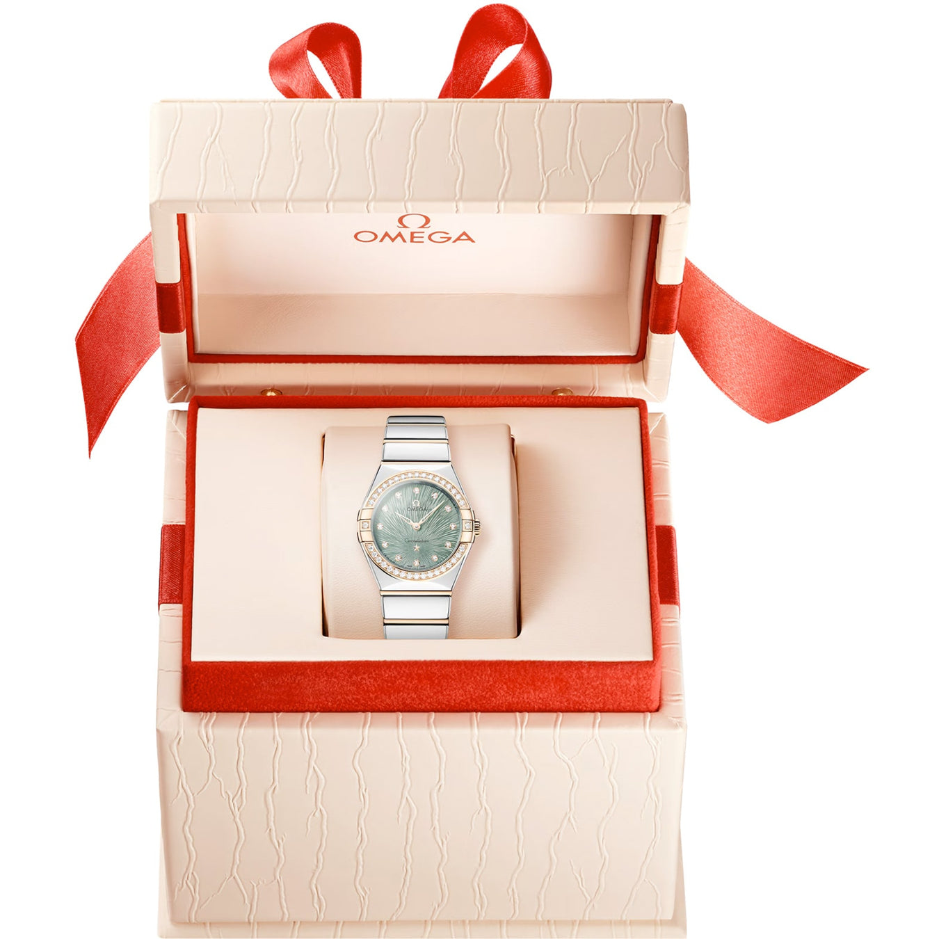 Omega 131.25.28.60.60.001 Constellation Green Dial Steel Gold and Diamonds 28mm