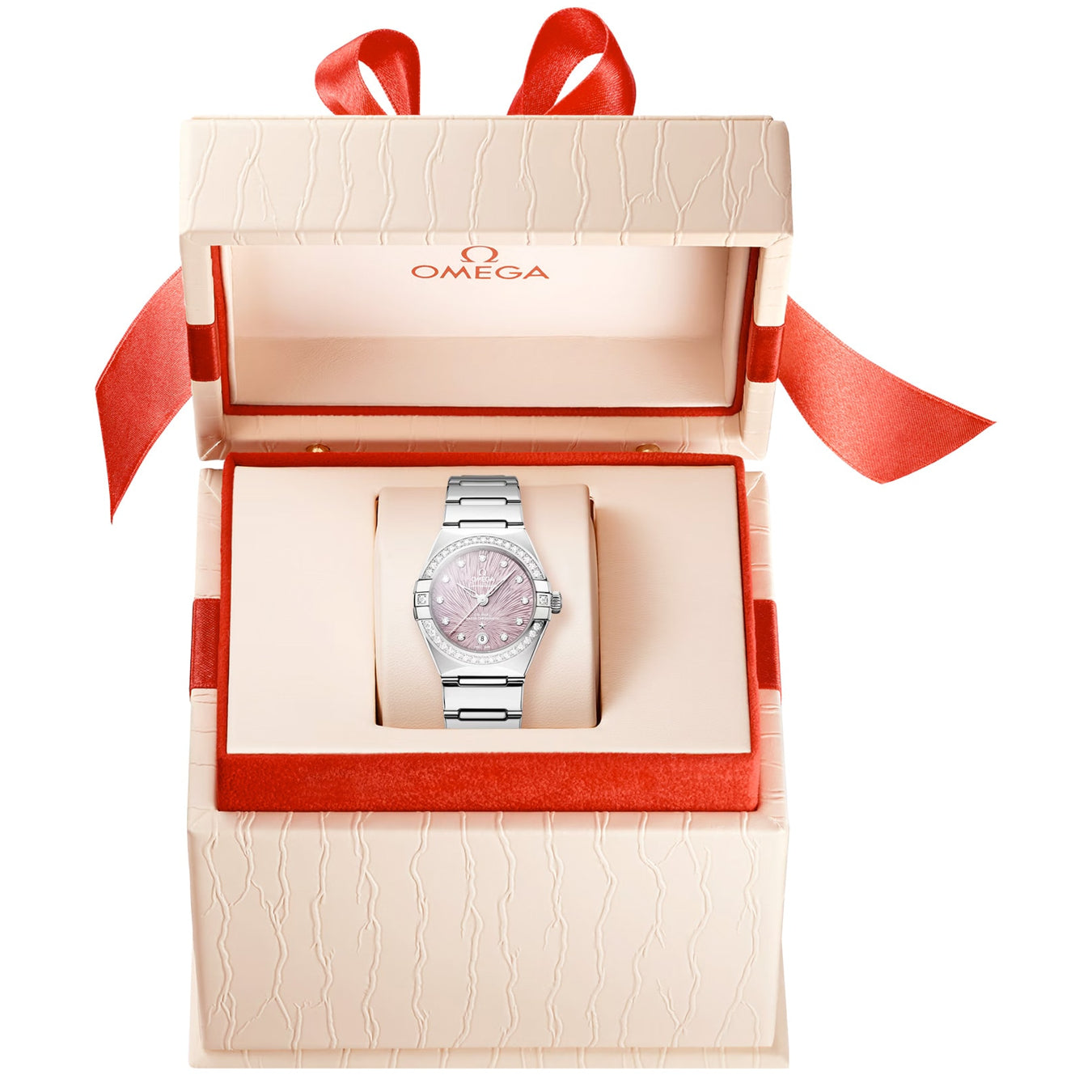 Omega 131.15.29.20.60.001 Constellation Lilac Dial Steel and Diamonds 29mm