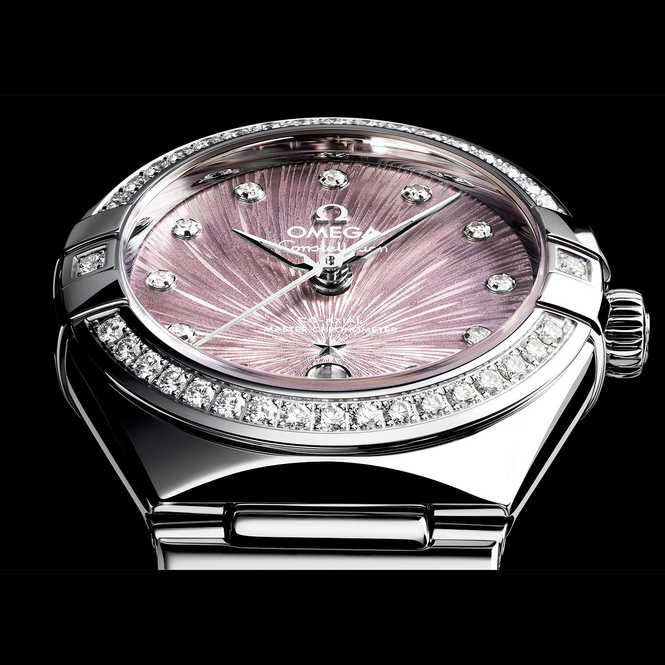 Omega 131.15.29.20.60.001 Constellation Lilac Dial Steel and Diamonds 29mm