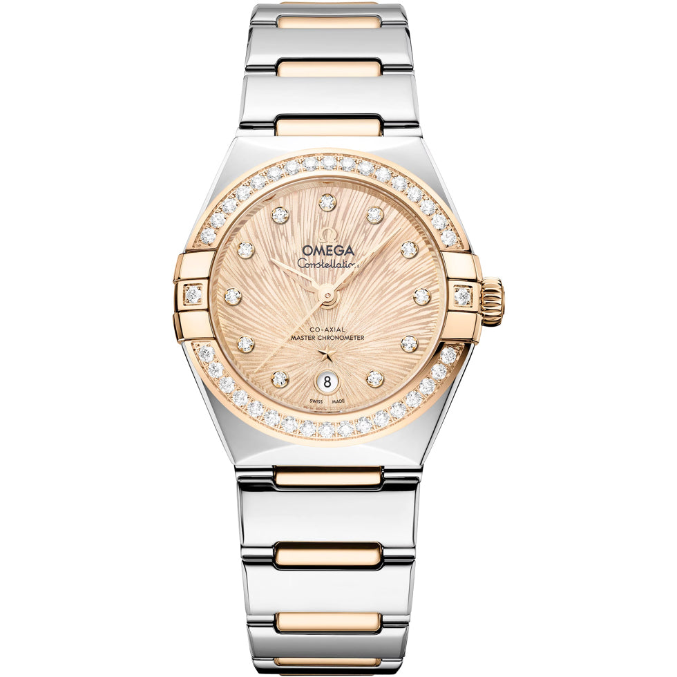 Omega 131.25.29.20.58.002 Constellation Yellow Dial Steel Gold and Diamonds 29mm