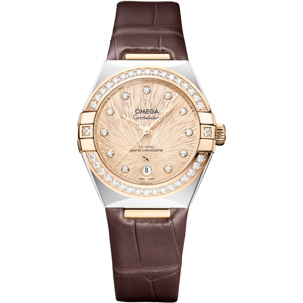 Omega 131.28.29.20.58.001 Constellation Yellow Dial Steel Gold and Diamonds 29mm