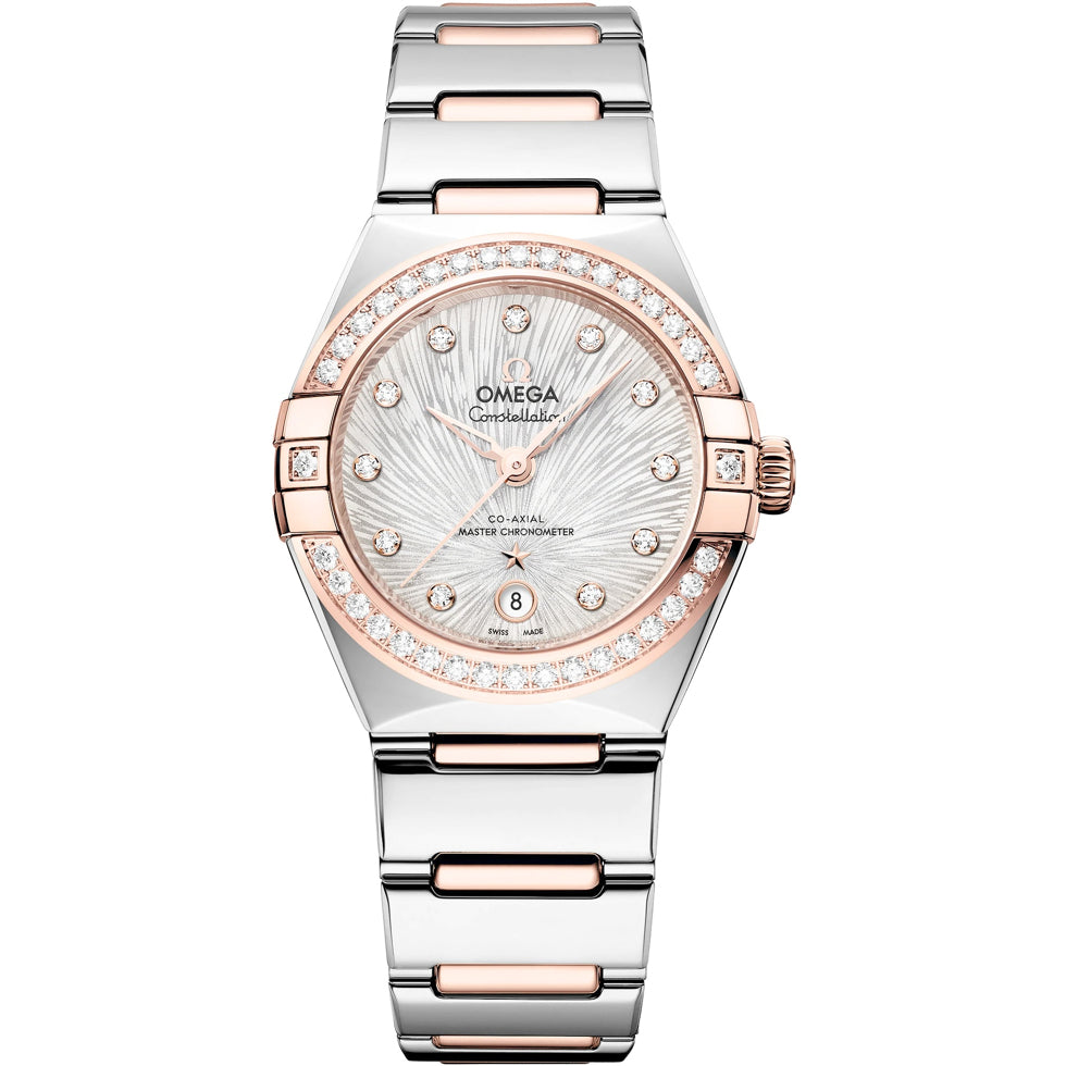 Omega 131.25.29.20.52.003 Constellation Silver Dial Steel Gold and Diamonds 29mm