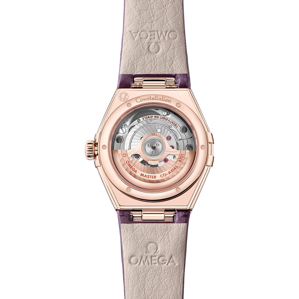 Omega 131.58.29.20.60.002 Constellation Purple Dial Gold and Diamonds 29mm