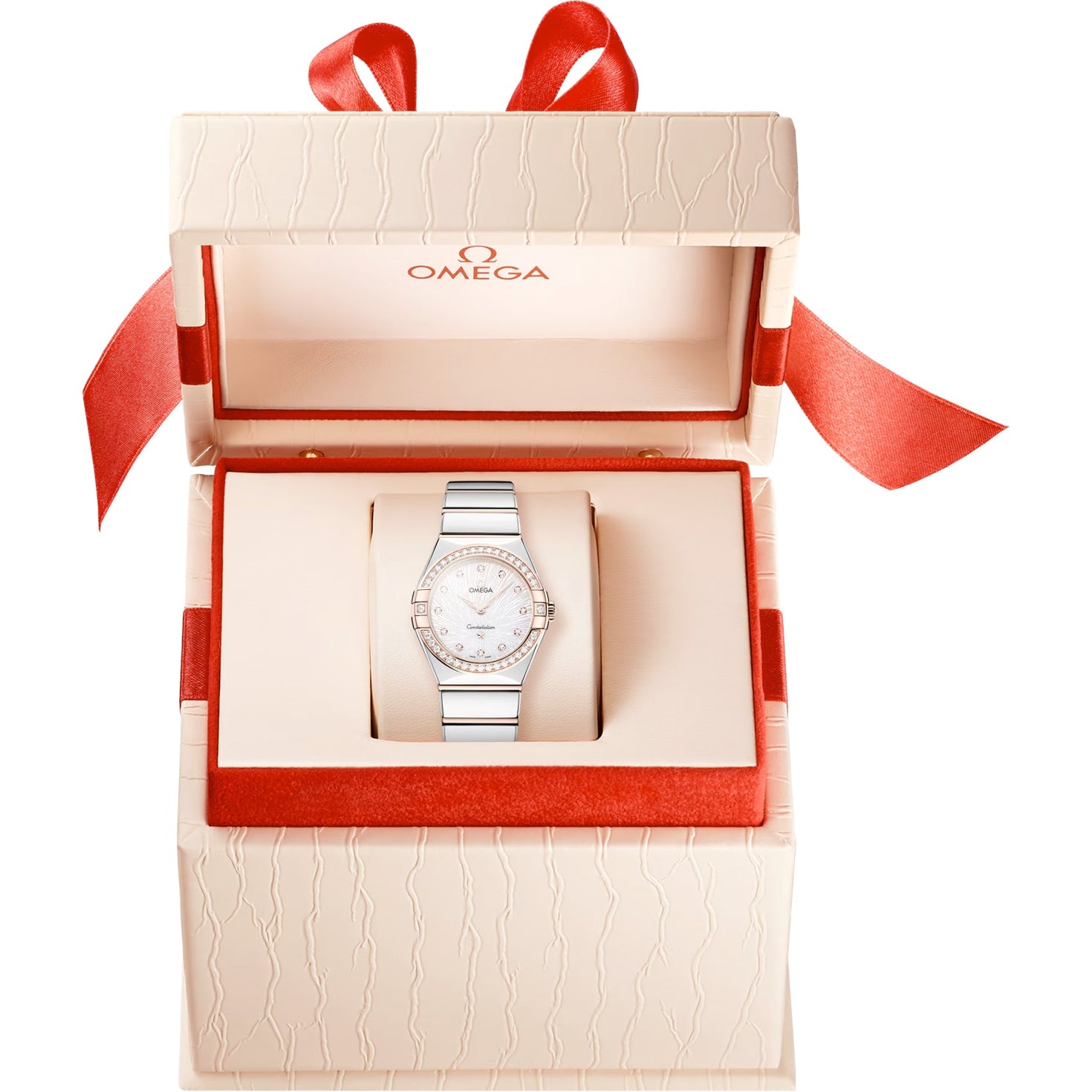 Omega 131.25.28.60.55.003 Constellation White Dial Steel Gold and Diamonds 28mm