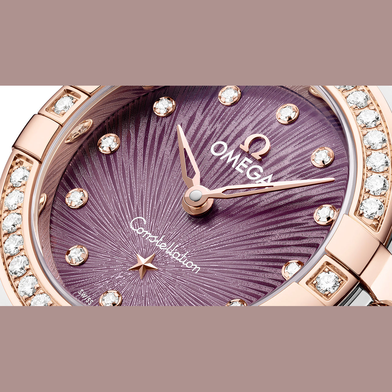Omega Constellation 131.25.25.60.60.002 Purple Dial Steel Gold and Diamonds 25mm