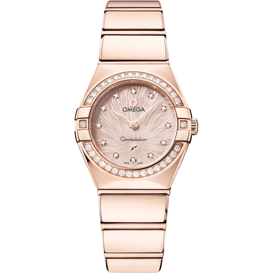Omega Constellation 131.55.25.60.52.001 Silvery Rose Dial Gold and Diamonds 25mm