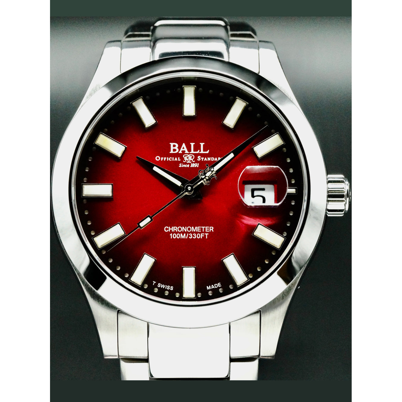 Ball Engineer III Marvelight Chronometer Burgundy Red 40mm NM9026C-S27C-RDR Rainbow Tubes