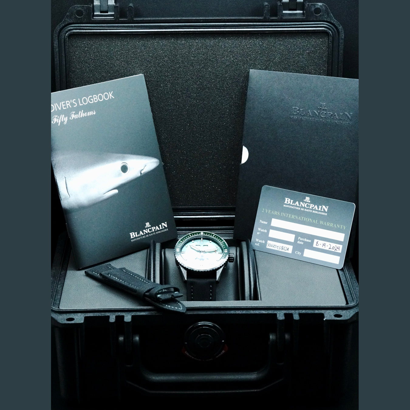 Blancpain 5054 0153 B52A Fifty Fathoms Bathyscaphe Quantieme Complet Phases de Lune Sunburst Green Dial