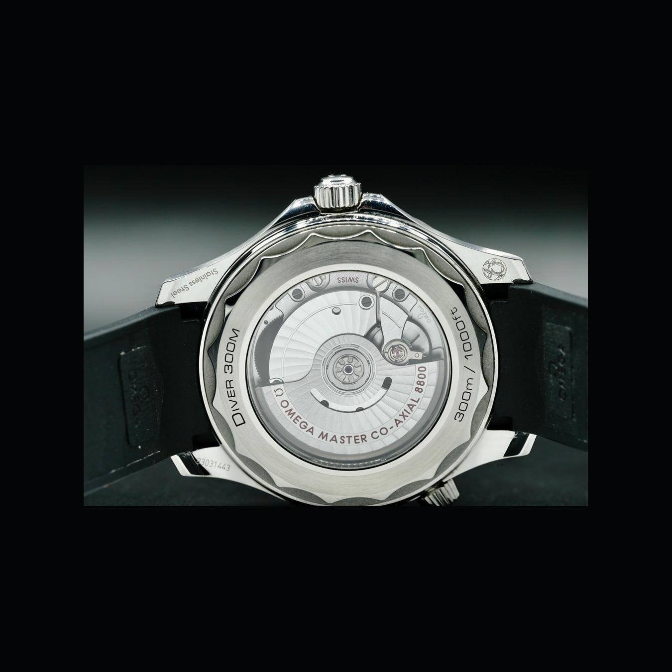 Omega 210.32.42.20.01.001 Seamaster Diver 300M Co-Axial Master Chronometer Black Dial on Rubber Strap