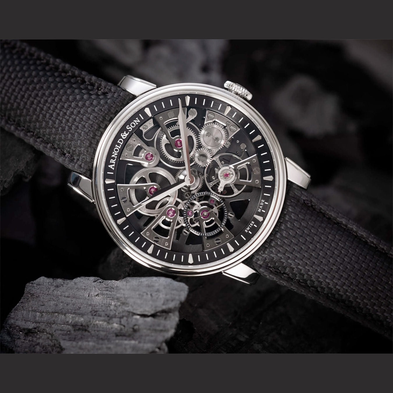 Arnold & Son Nebula 41.5 Steel on Strap 1NEAS.B05A.K003S