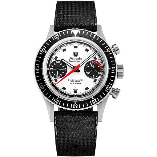 Nivada Grenchen 86054M01LC Chronomaster - Inter.Bezel White on Strap